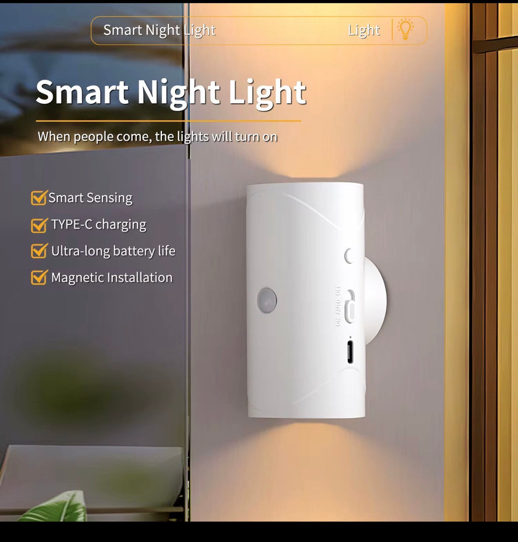 LED Night Light Motion Sensor Magnetic Rechargeable Adjustable Brightness White