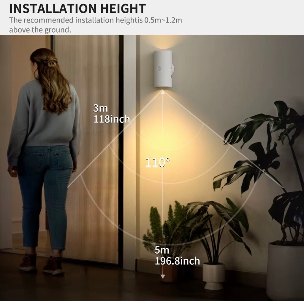 LED Night Light Motion Sensor Magnetic Rechargeable Adjustable Brightness White